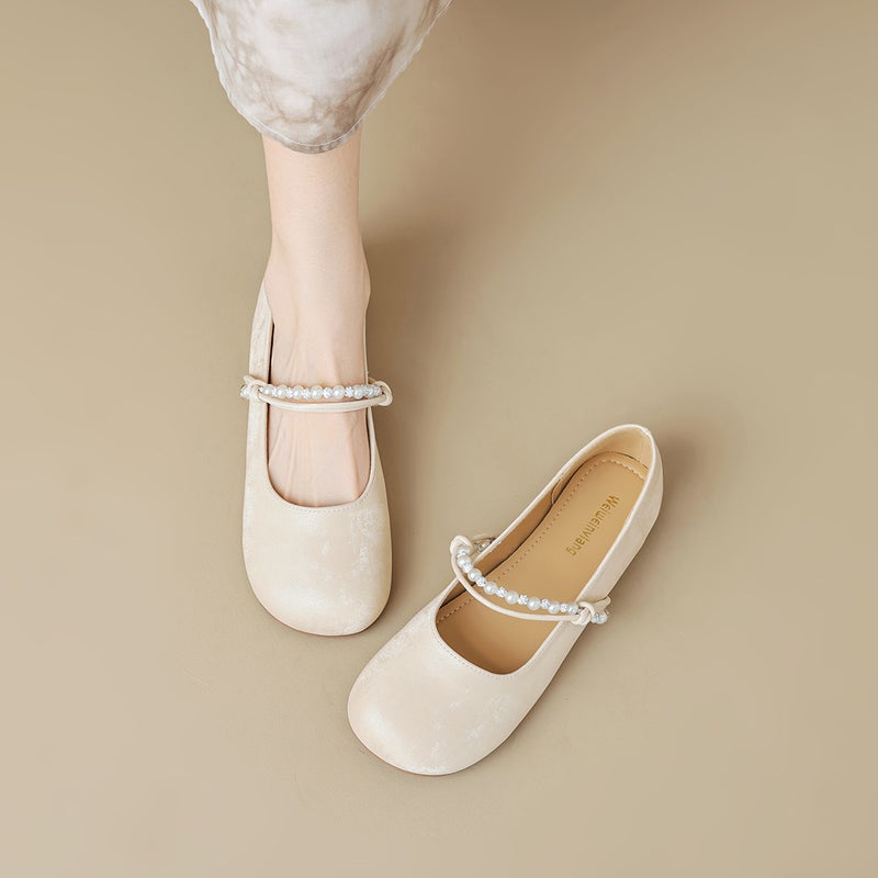 Giày Ballet Cute Round Toe Ballet Shoes Shallow Mouth One-Strap Shoes - Image 5